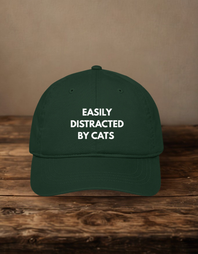 Easily Distracted By Cats Embroidered Baseball Cap
