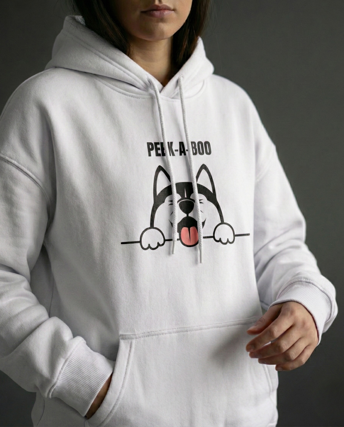 Peek-A-Boo Husky Oversized Hoodie