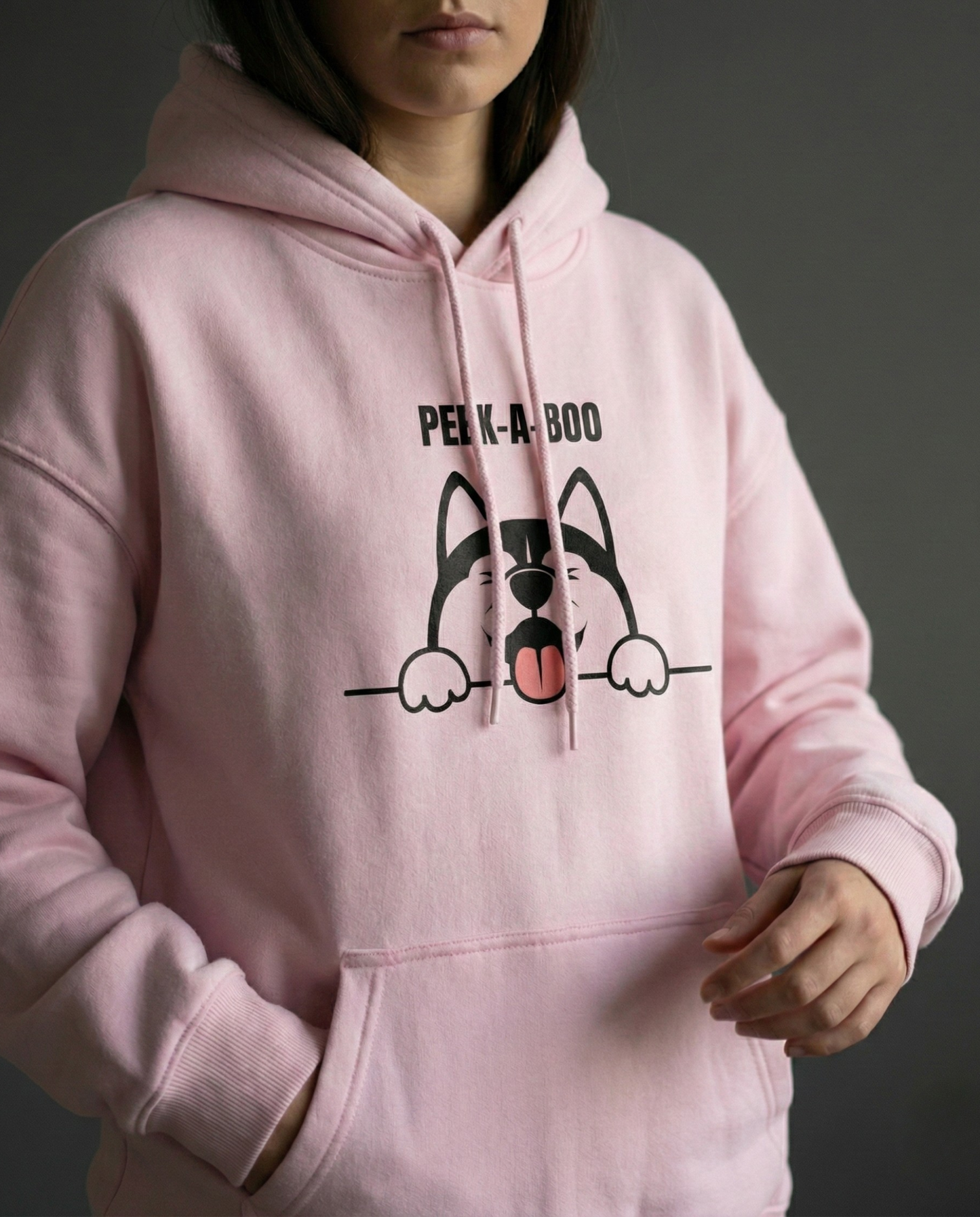 Peek-A-Boo Husky Oversized Hoodie
