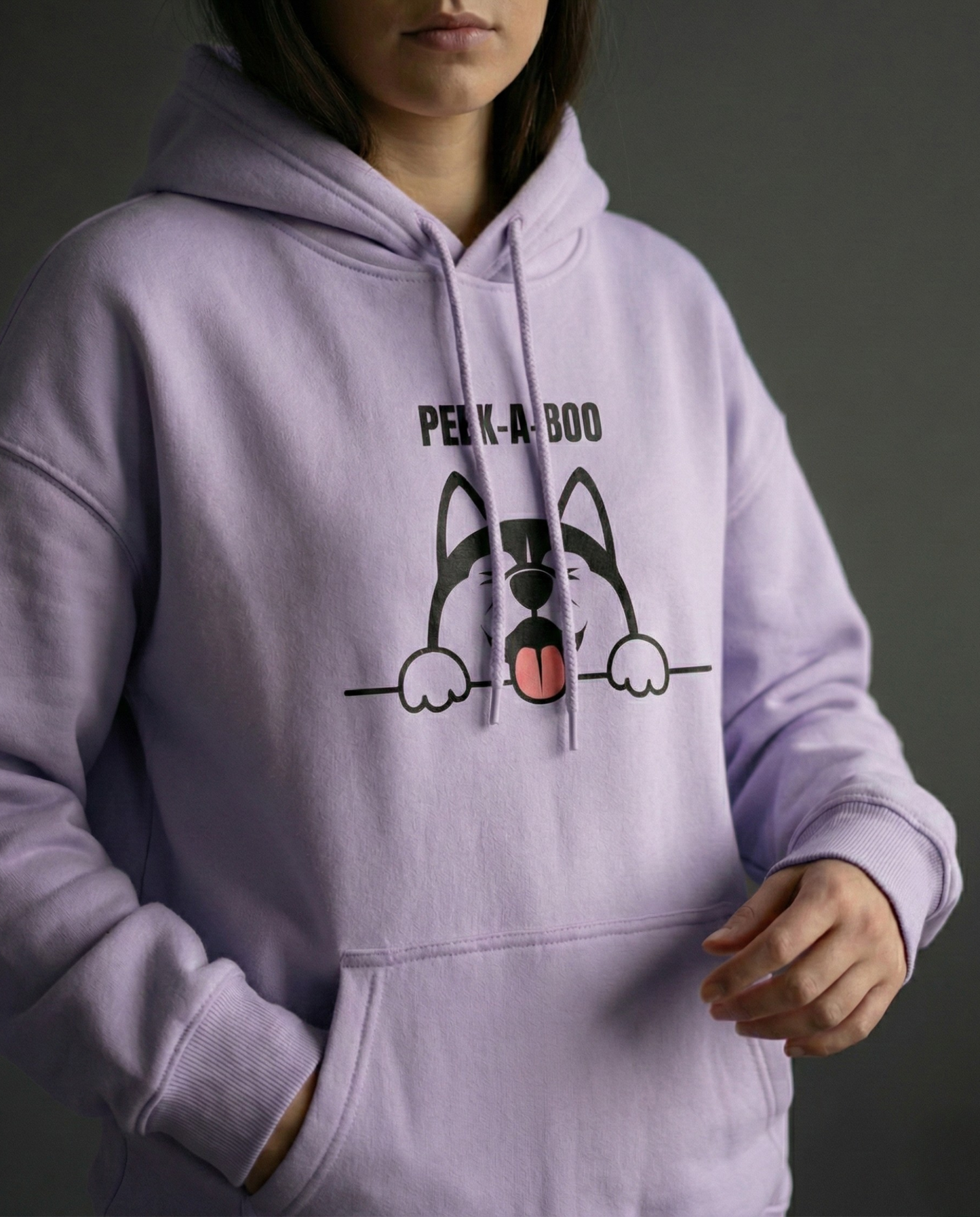 Peek-A-Boo Husky Oversized Hoodie