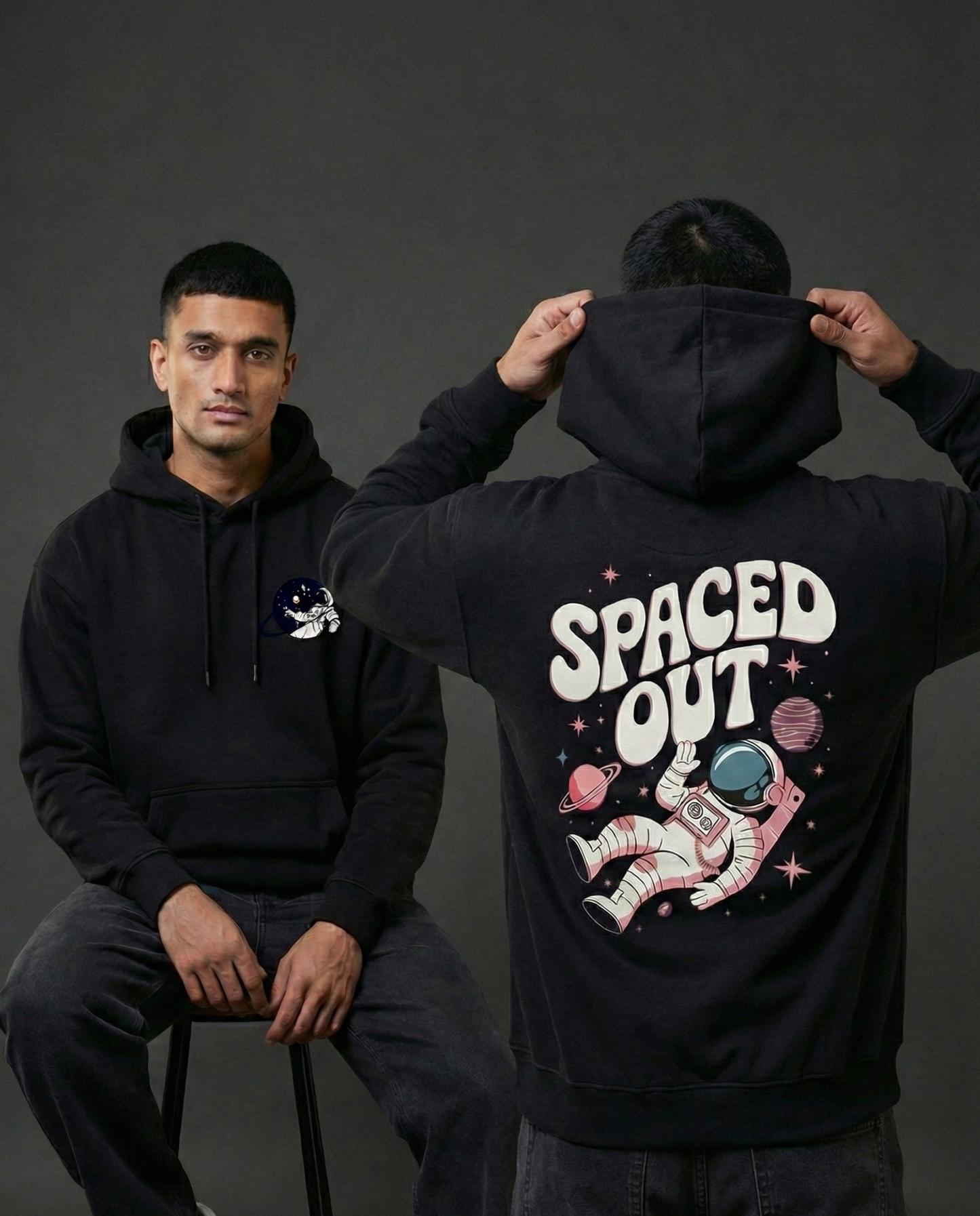 Spaced Out Men Oversized Hoodie