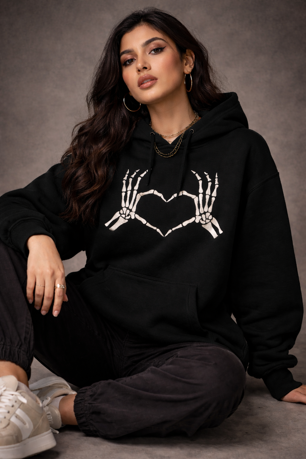 Skeleton Heart Oversized Hoodie