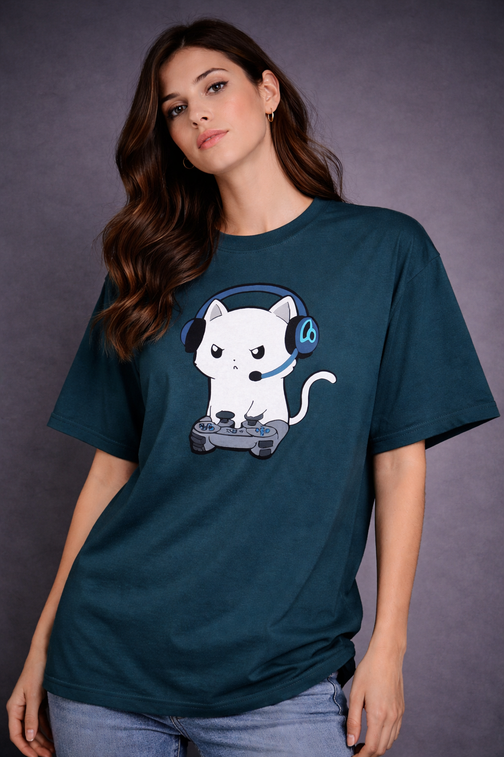 Gamer Cat Oversized T-Shirt