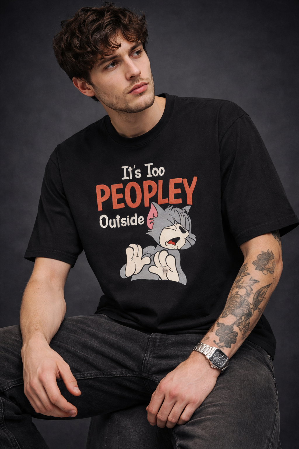 It's Too Peopley Outside Men Oversized T-Shirt