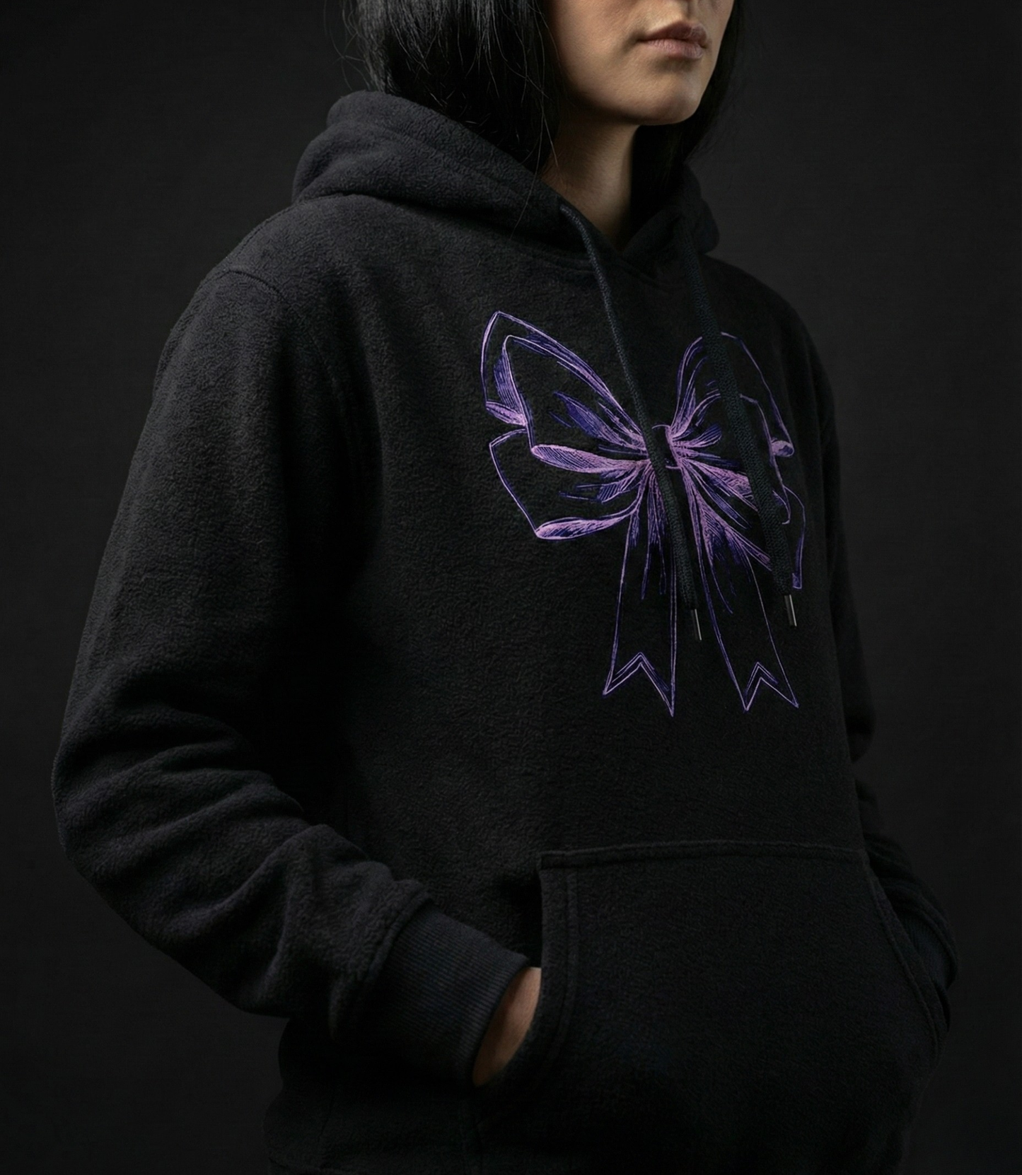 Purple Bow Oversized Hoodie