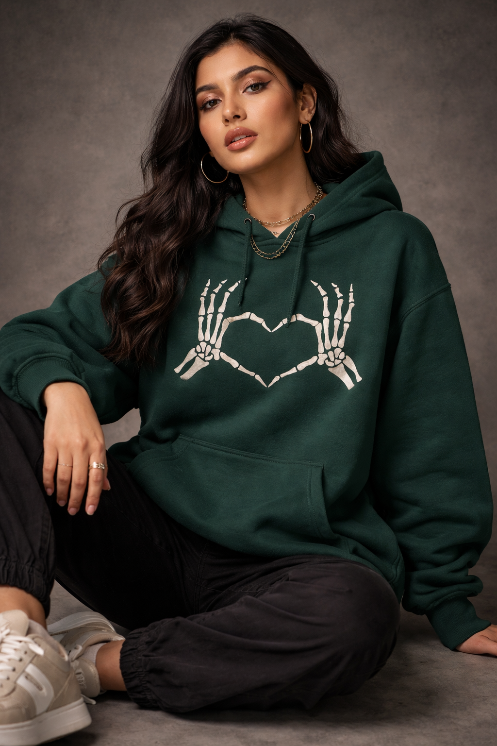 Skeleton Heart Oversized Hoodie