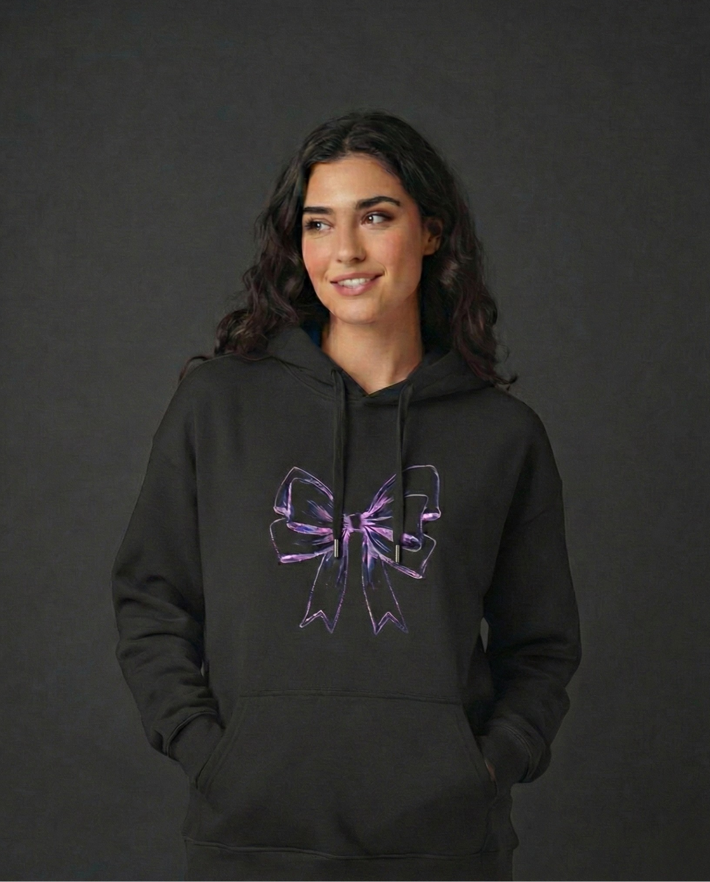 Purple Bow Oversized Hoodie