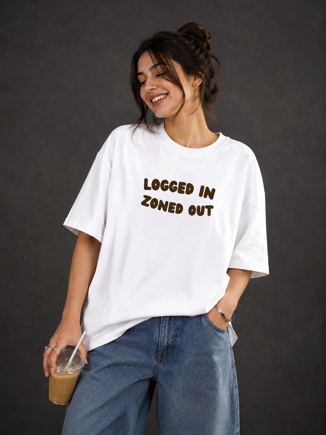 Logged In Zoned Out Women Oversized T-Shirt