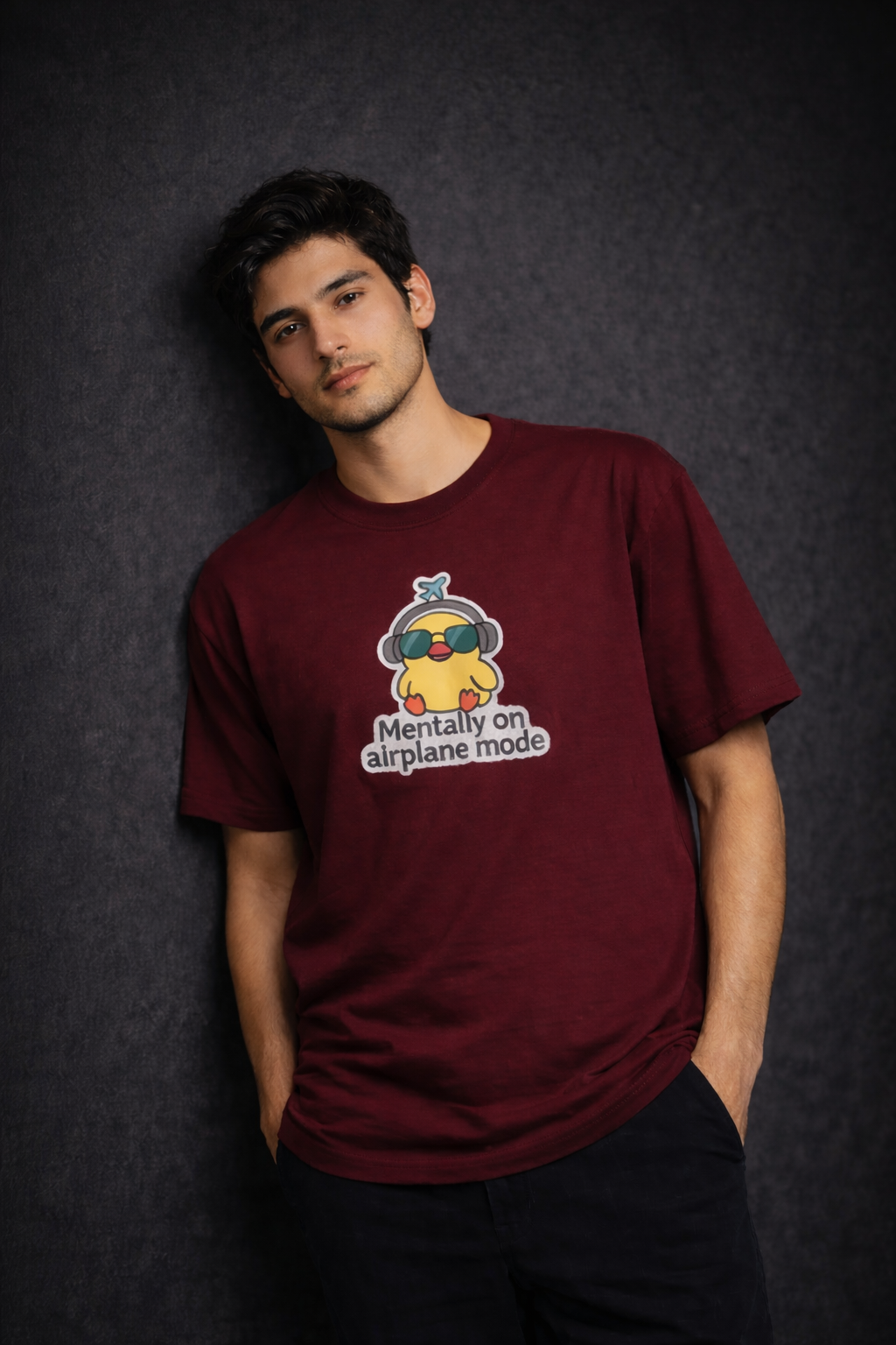 Mentally on Airplane Mode Men Oversized T-Shirt