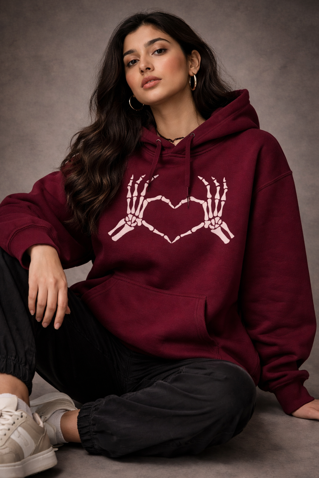 Skeleton Heart Oversized Hoodie