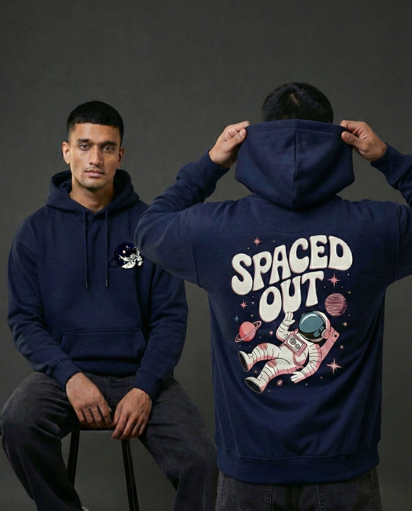 Spaced Out Men Oversized Hoodie
