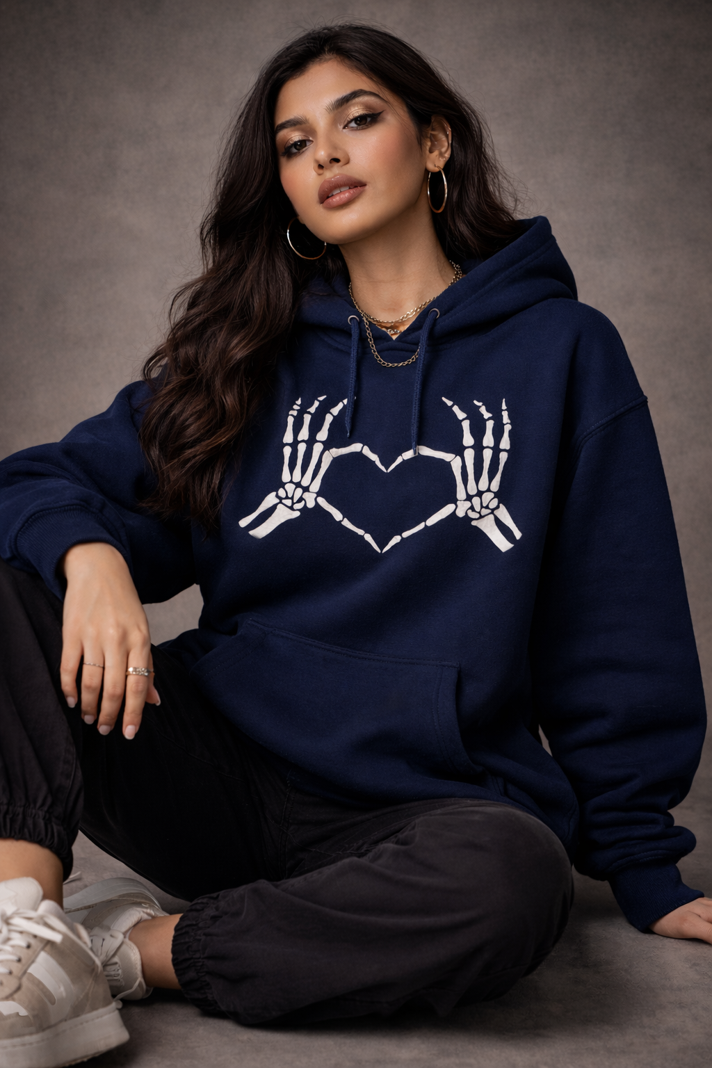 Skeleton Heart Oversized Hoodie
