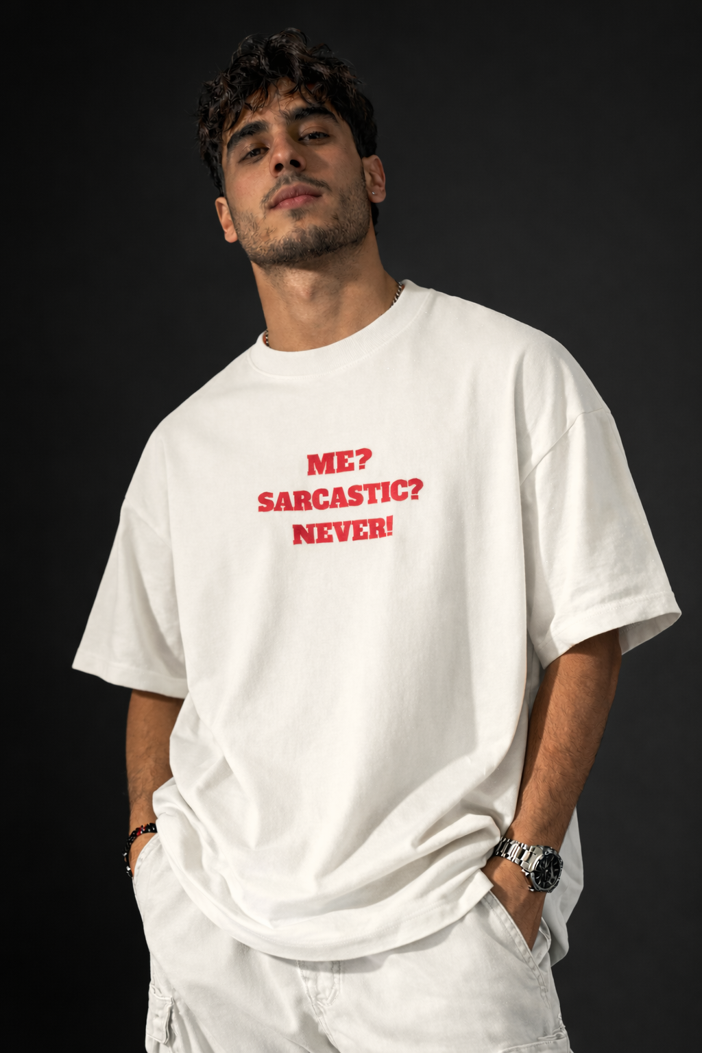 Me? Sarcastic? Never Men Oversized T-Shirt