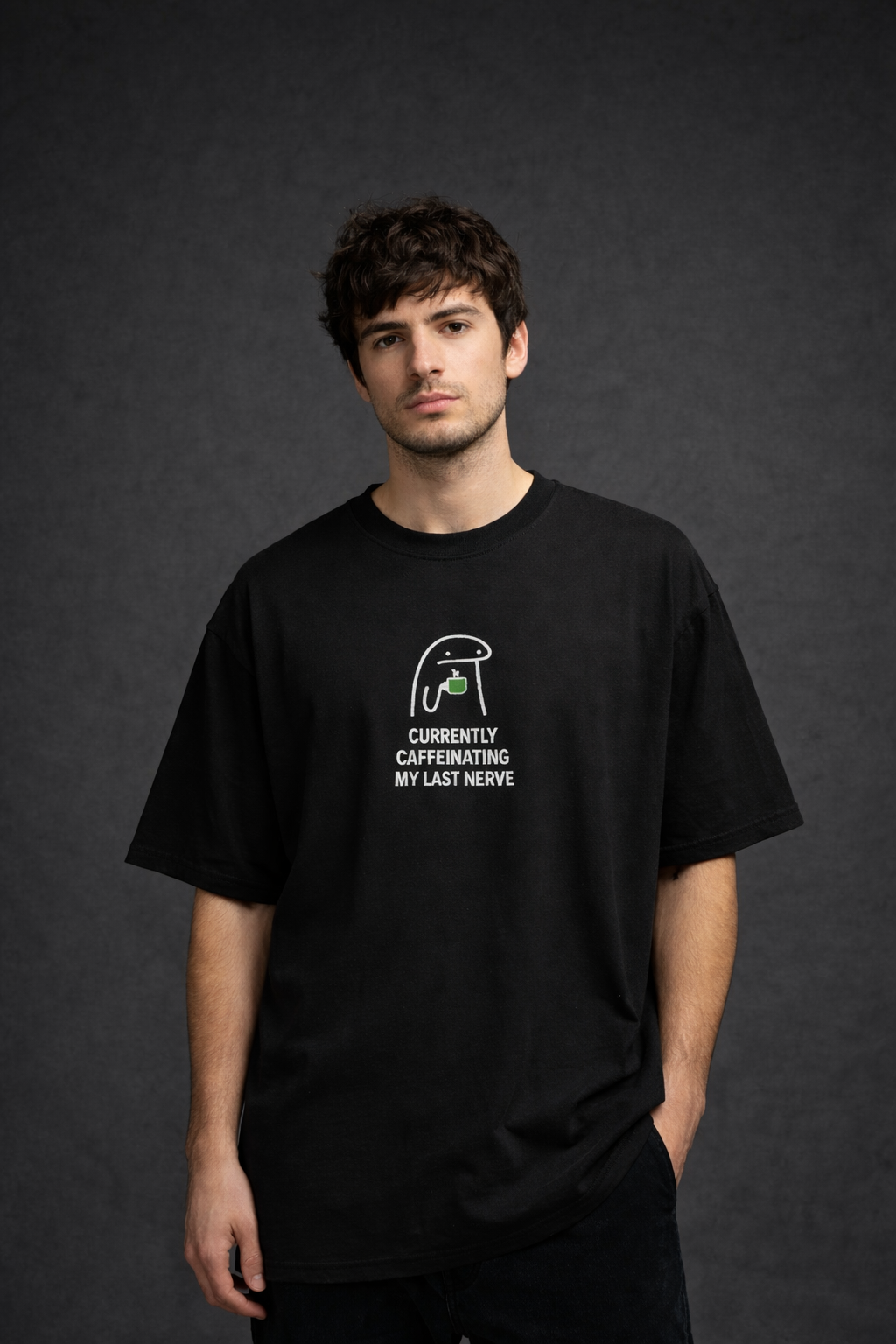 Currently Caffeinating My Last Nerve Men Oversized T-Shirt