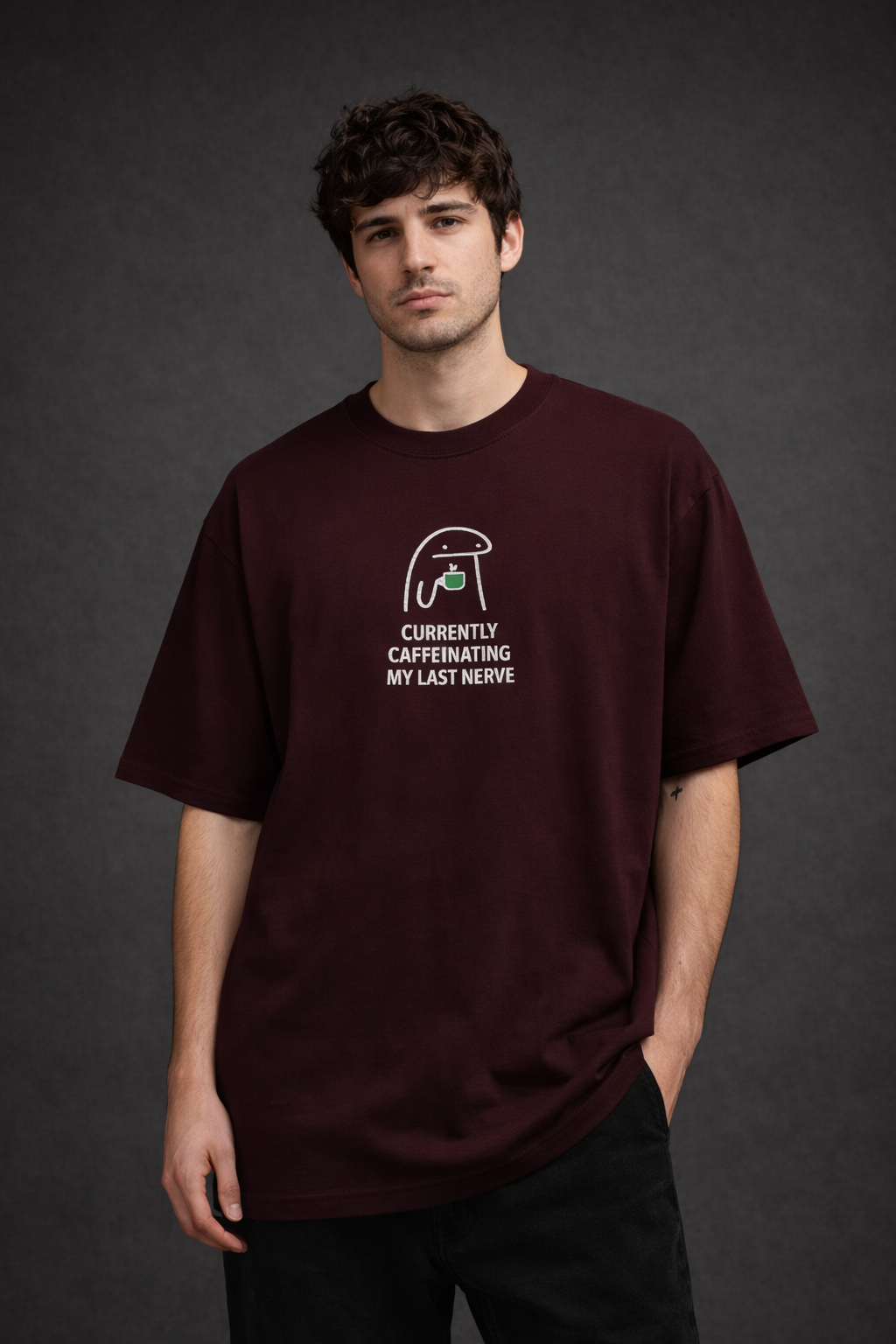 Currently Caffeinating My Last Nerve Men Oversized T-Shirt