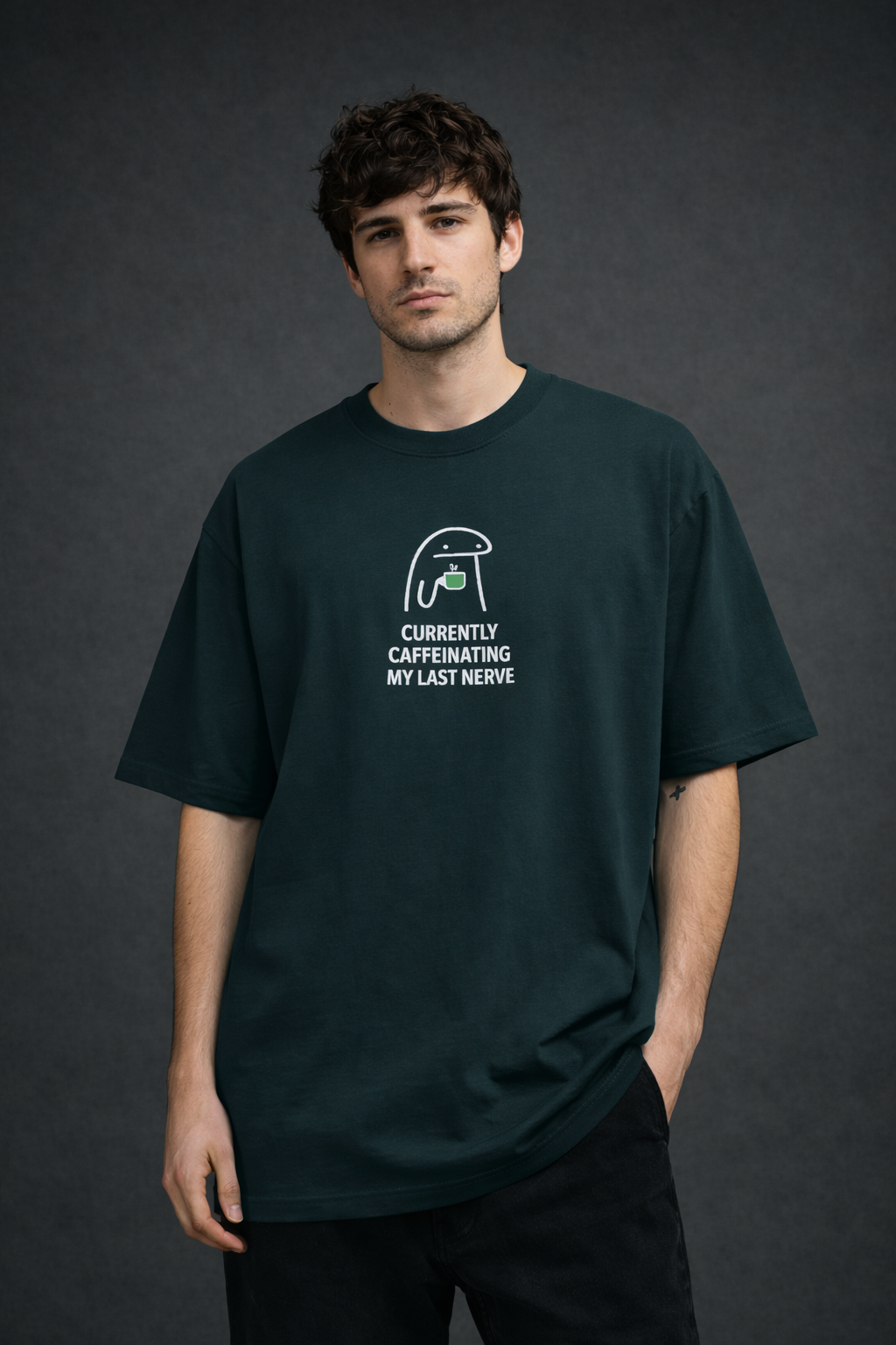 Currently Caffeinating My Last Nerve Men Oversized T-Shirt