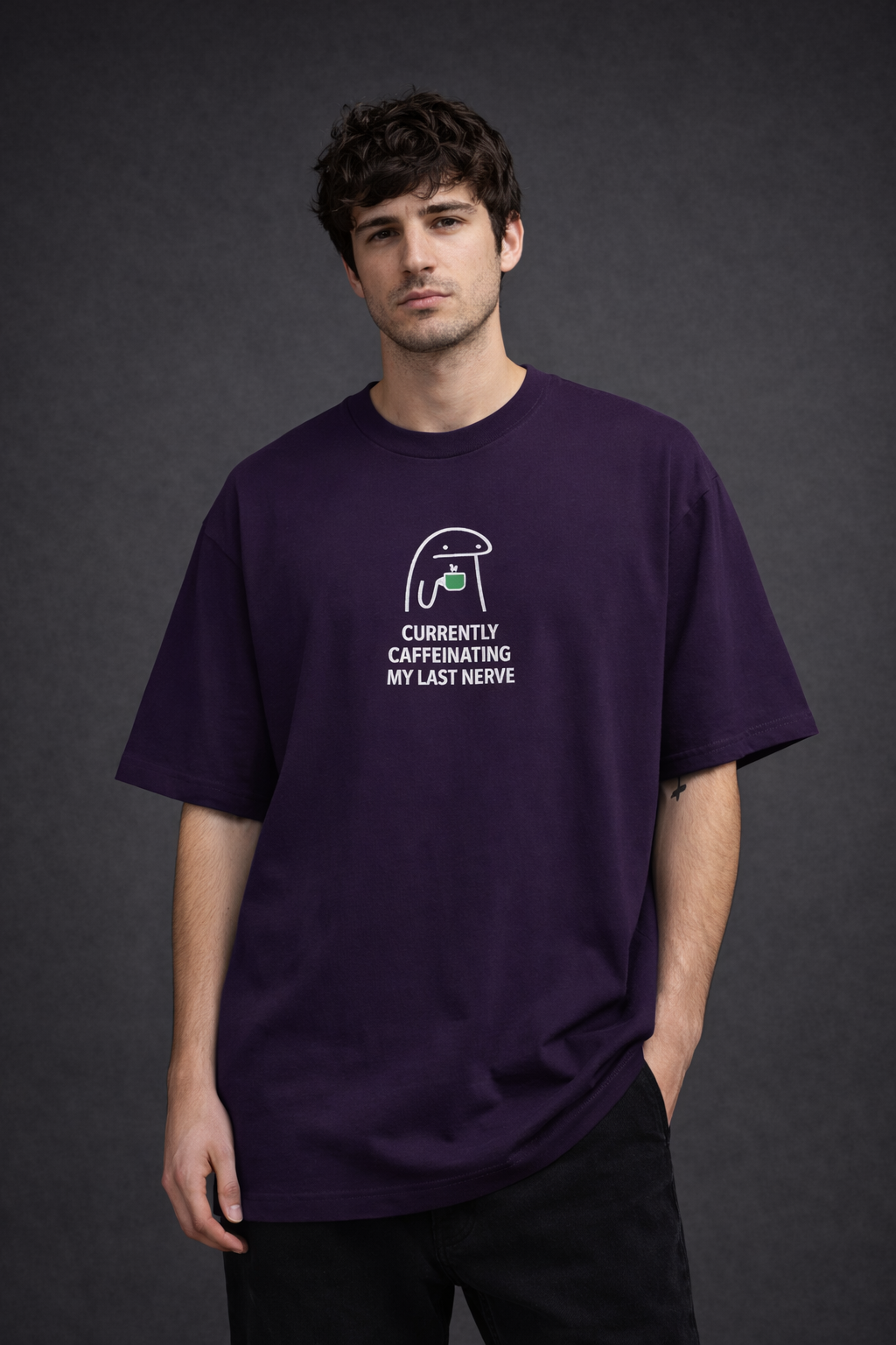 Currently Caffeinating My Last Nerve Men Oversized T-Shirt