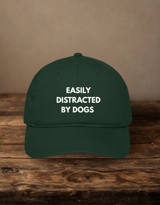 Easily Distracted By Dogs Embroidered Baseball Cap