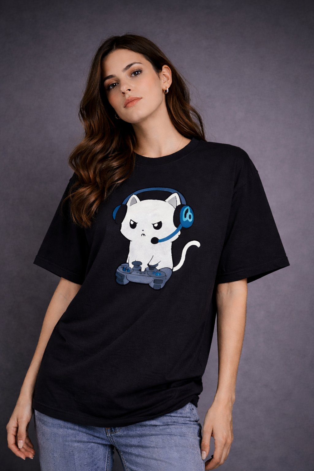 Gamer Cat Oversized T-Shirt