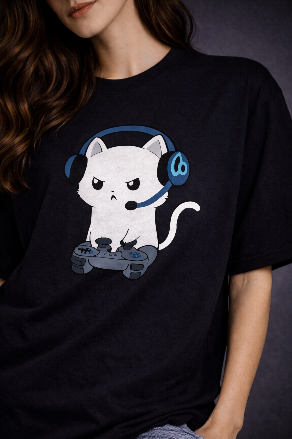 Gamer Cat Oversized T-Shirt