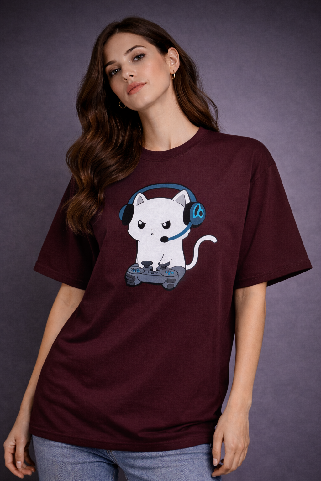 Gamer Cat Oversized T-Shirt