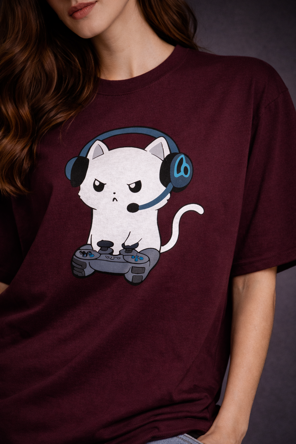 Gamer Cat Oversized T-Shirt