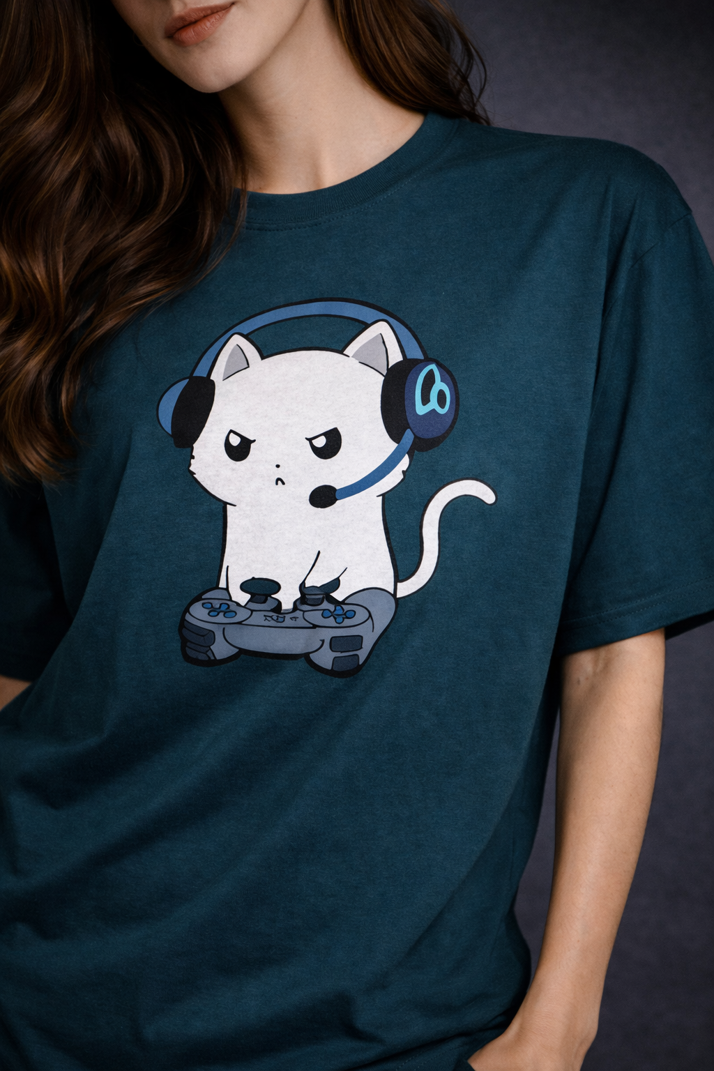Gamer Cat Oversized T-Shirt