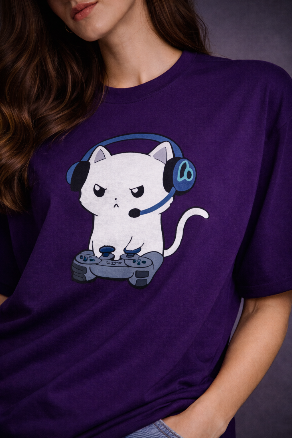 Gamer Cat Oversized T-Shirt