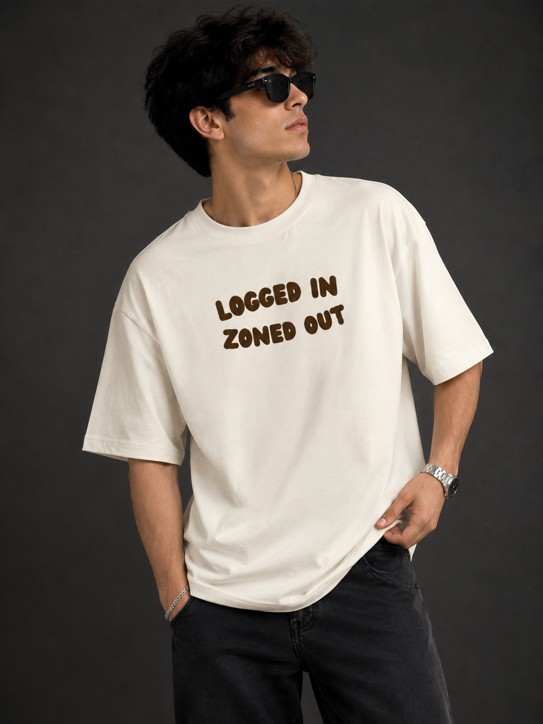 Logged In Zoned Out Men Oversized T-Shirt