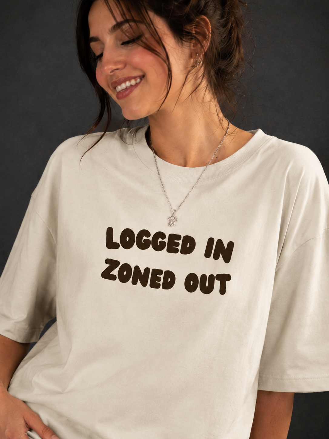 Logged In Zoned Out Women Oversized T-Shirt