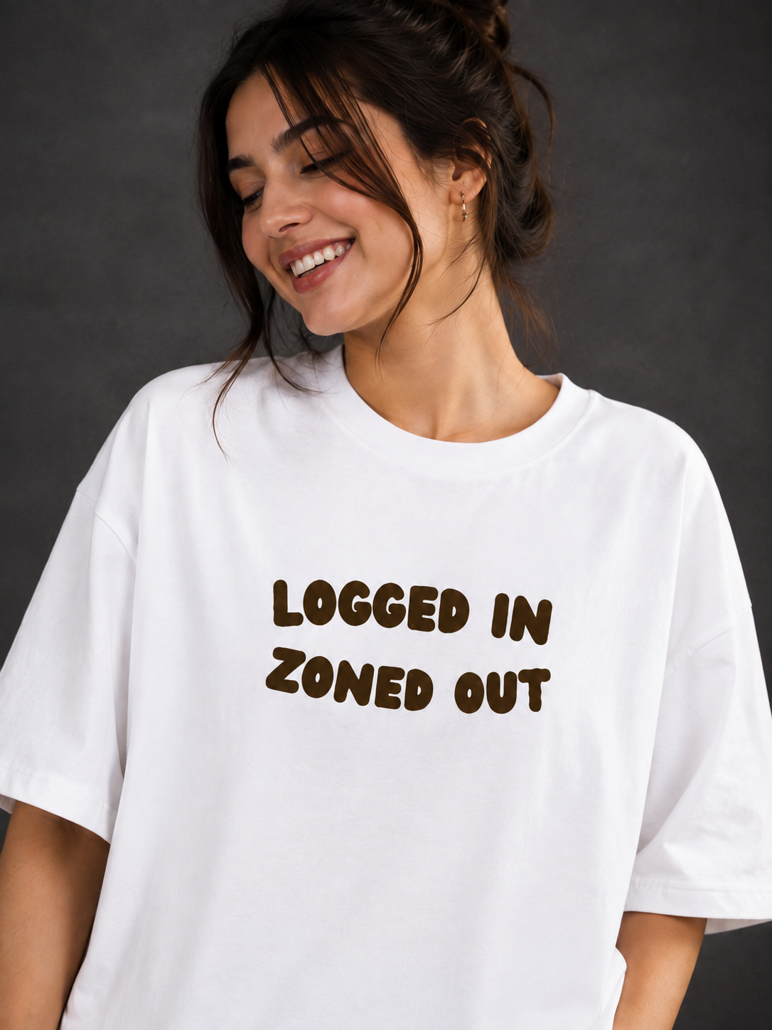 Logged In Zoned Out Women Oversized T-Shirt