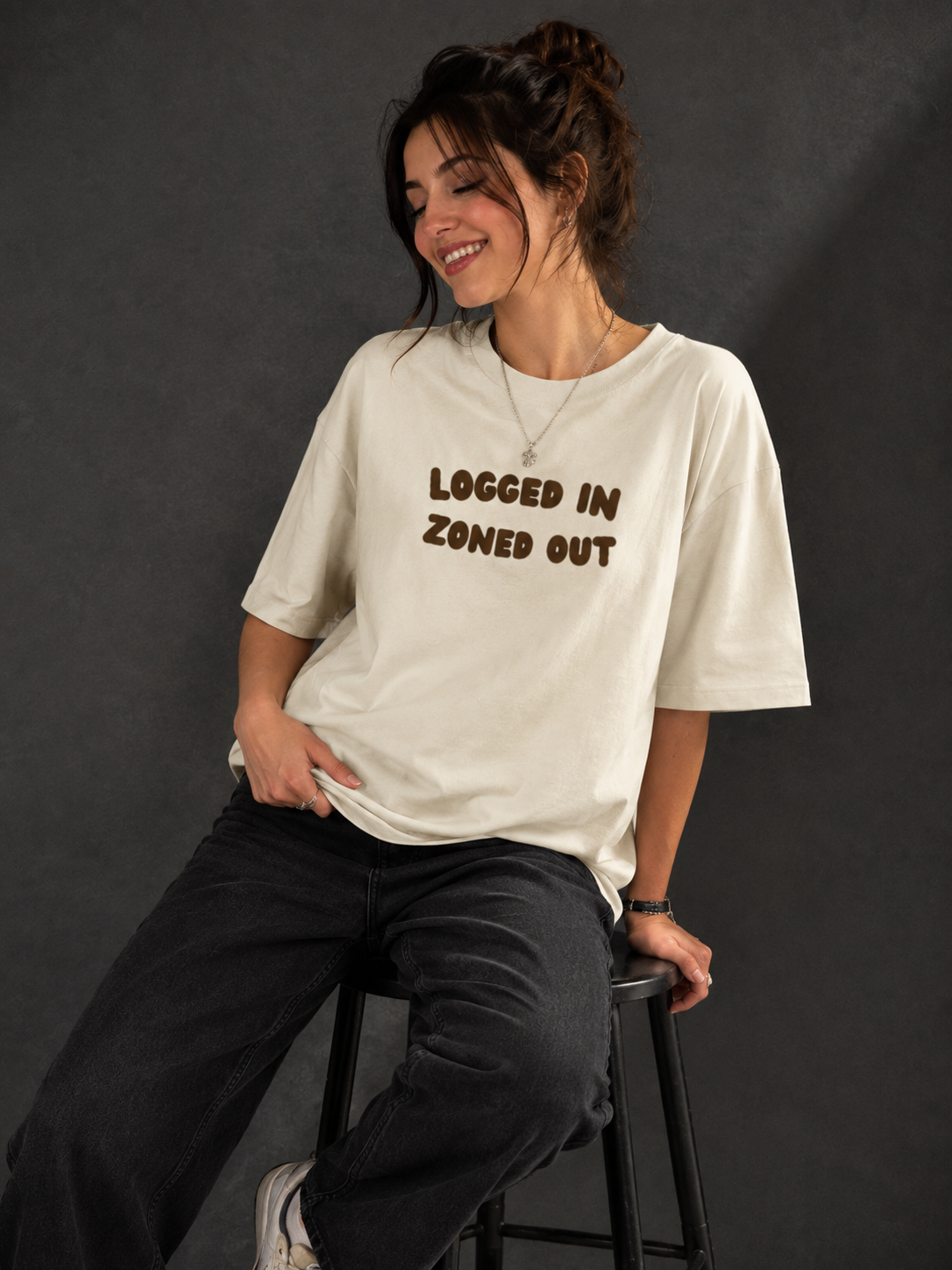 Logged In Zoned Out Women Oversized T-Shirt