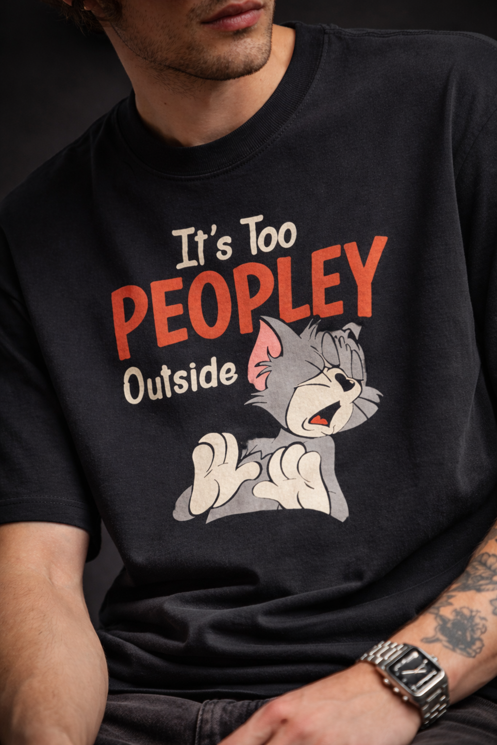 It's Too Peopley Outside Men Oversized T-Shirt