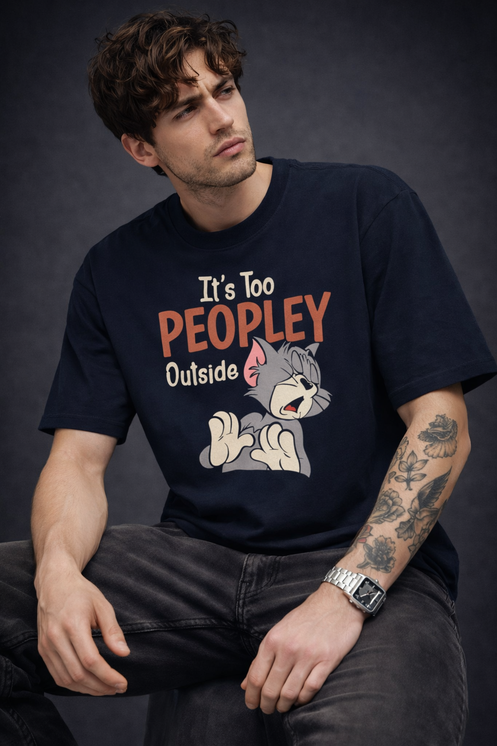 It's Too Peopley Outside Men Oversized T-Shirt
