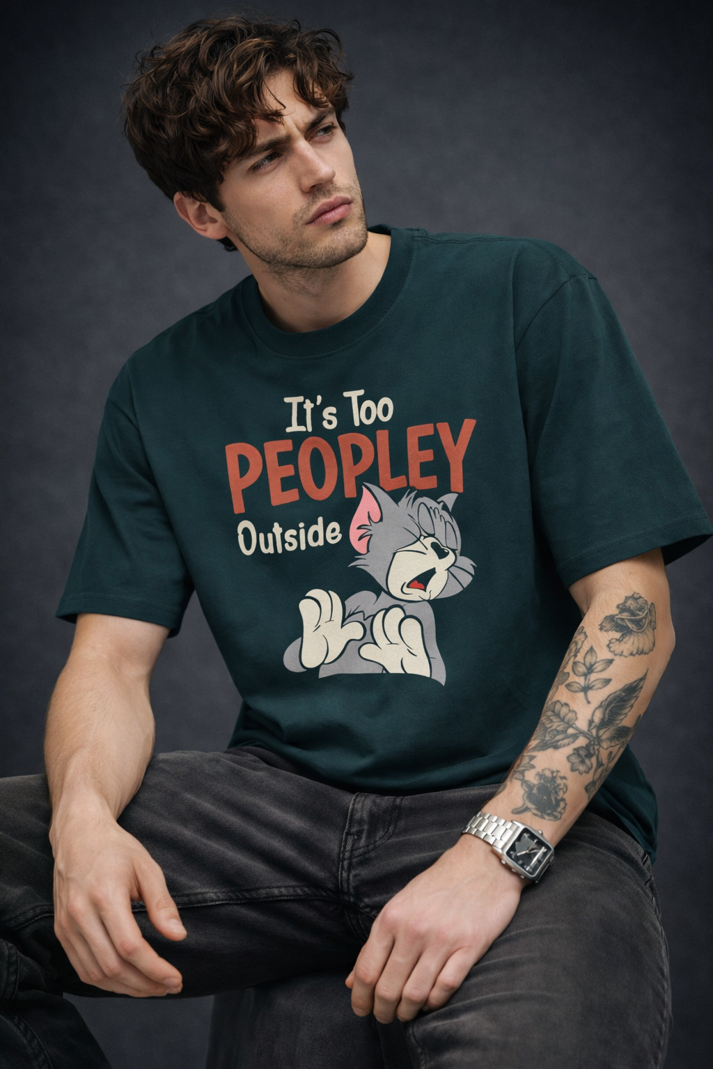 It's Too Peopley Outside Men Oversized T-Shirt