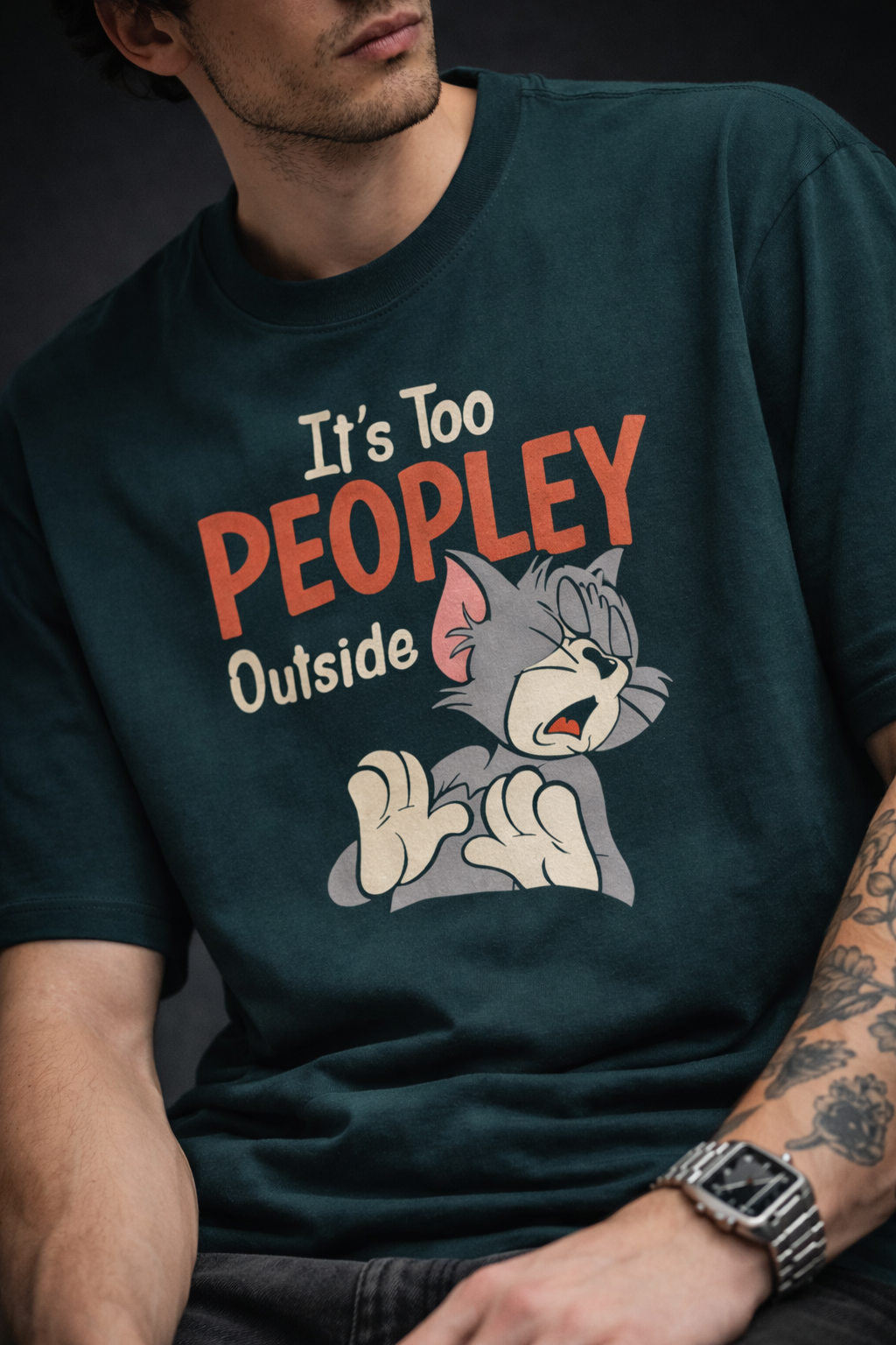 It's Too Peopley Outside Men Oversized T-Shirt